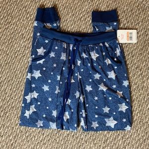 Super soft white and blue star design pajama pants with pockets